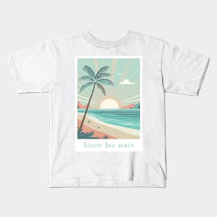 Vintage Travel Retro South Sea Beach Sunset Kids T-Shirt